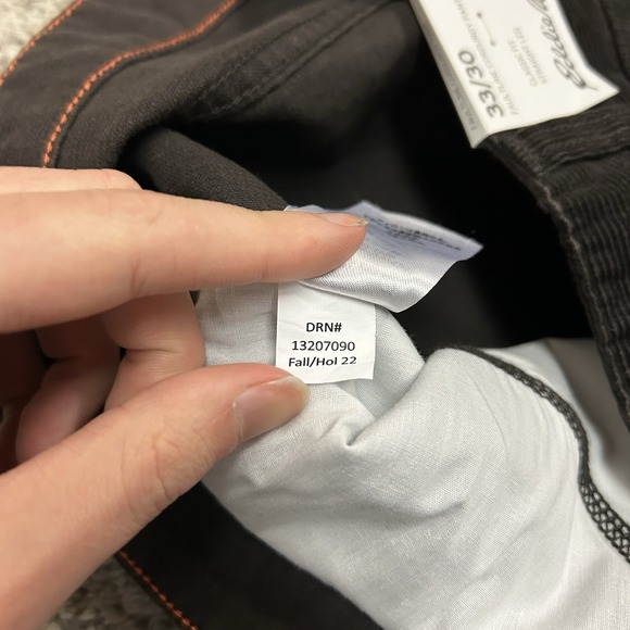 Eddie Bauer Faultline Corduroy Pants Mens 33X30 Brown Straight New with Tags NWT - Picture 13 of 13